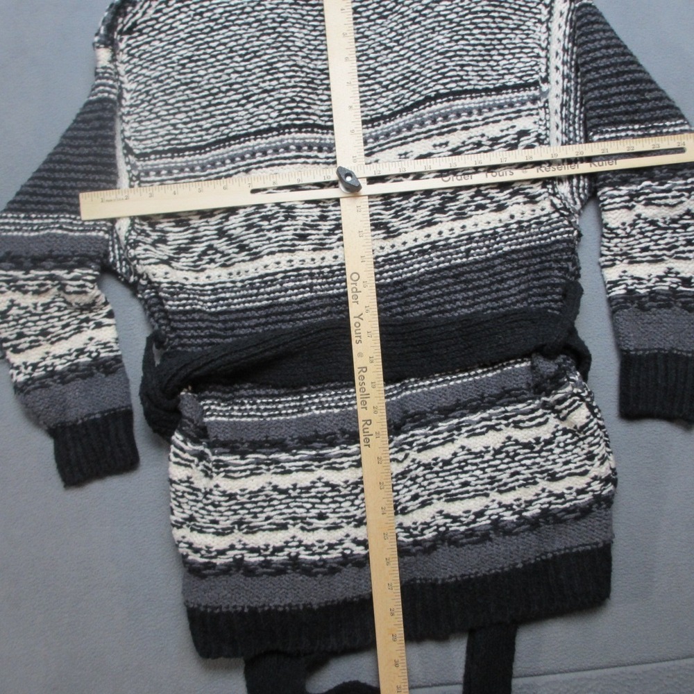 Free People Sweater Womens Small White Black Cardigan Cozy Cabin Belted Waist - Picture 5 of 8